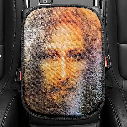 Jesus Christ The Redeemer Seat Box Cover, Jesus Portrait Car Center Console Cover, Christian Car Interior Accessories
