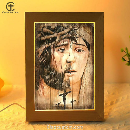 Jesus Christ, Virgin Mary, Crown Of Thorns, Jesus On The Cross Frame Lamp