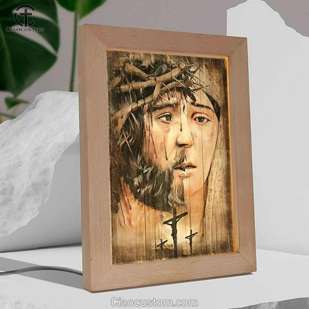 Jesus Christ, Virgin Mary, Crown Of Thorns, Jesus On The Cross Frame Lamp