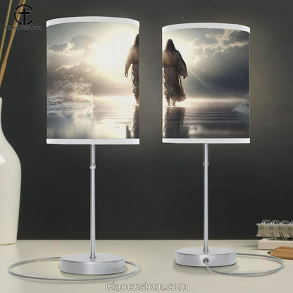 Jesus Christ Walking On Water Table Lamp - Jesus Christ Picture - Christian Home Decor