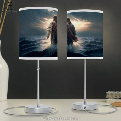 Jesus Christ Walking On Water Table Lamp Art - Jesus Christ Picture - Christian Home Decor