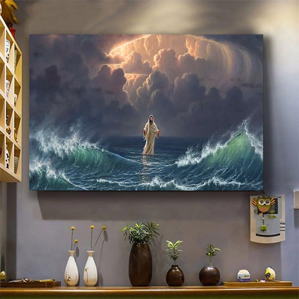 Jesus Christ Walks On Water Canvas Wall Art