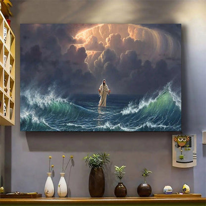 Jesus Christ Walks On Water Canvas Wall Art