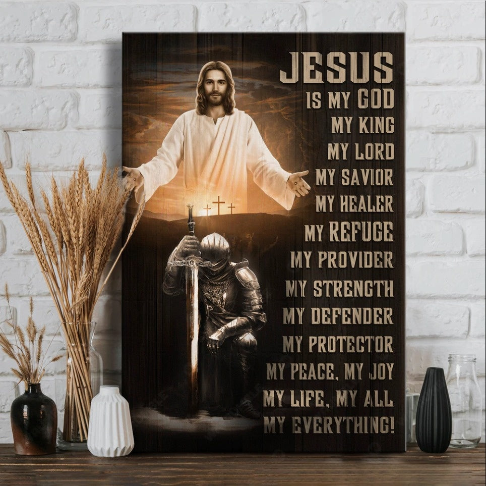 Jesus Christ Warrior Jesus Is My God Canvas Posters - Christian Wall Posters - Religious Wall Decor