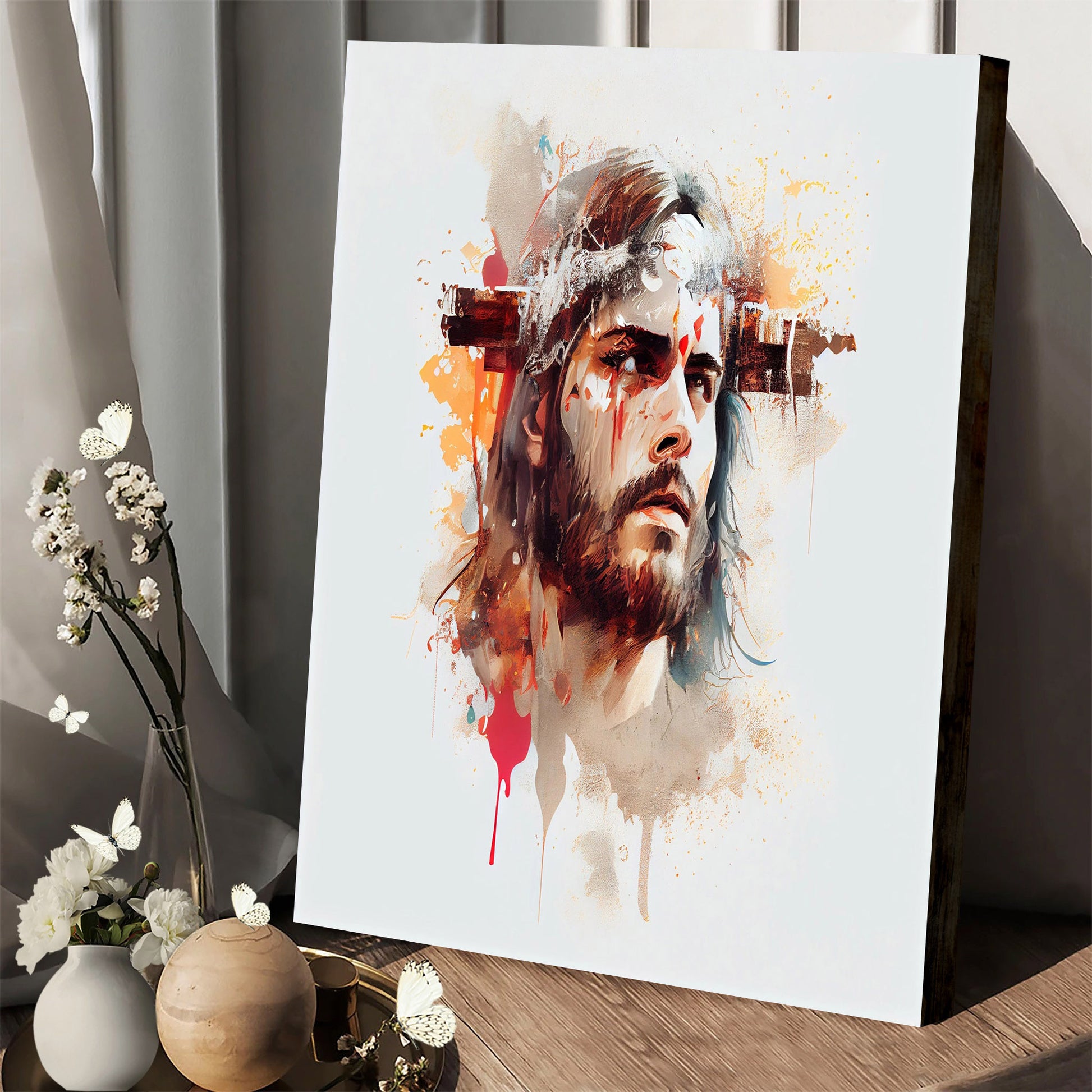 Jesus Christ Water Color Wall Art - Jesus Canvas Pictures - Christian Wall Art