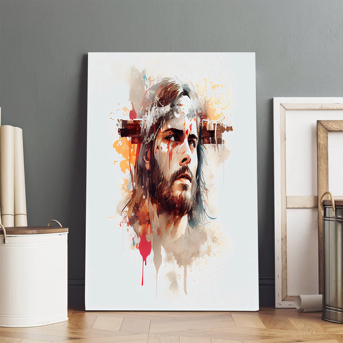 Jesus Christ Water Color Wall Art - Jesus Canvas Pictures - Christian Wall Art