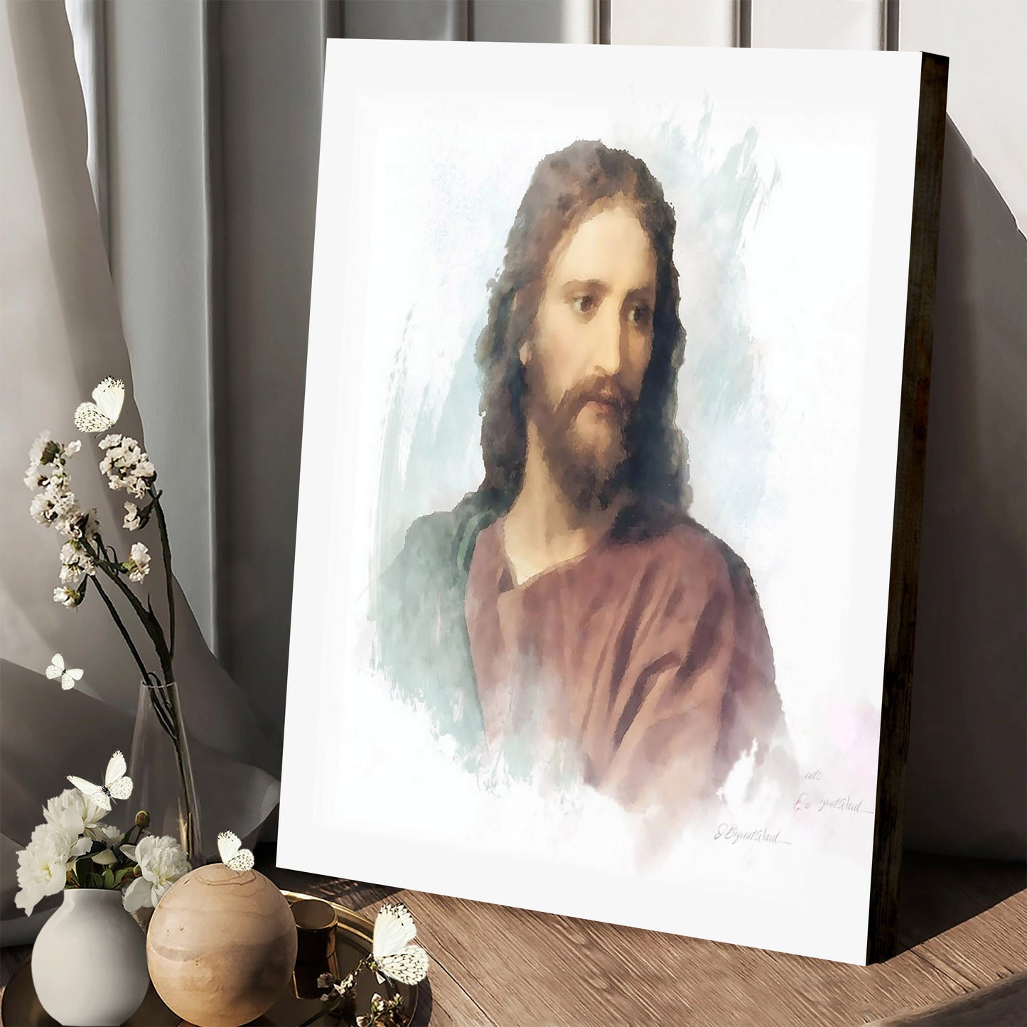 Jesus Christ Watercolor Portrait By - Canvas Pictures - Jesus Canvas Art - Christian Wall Art
