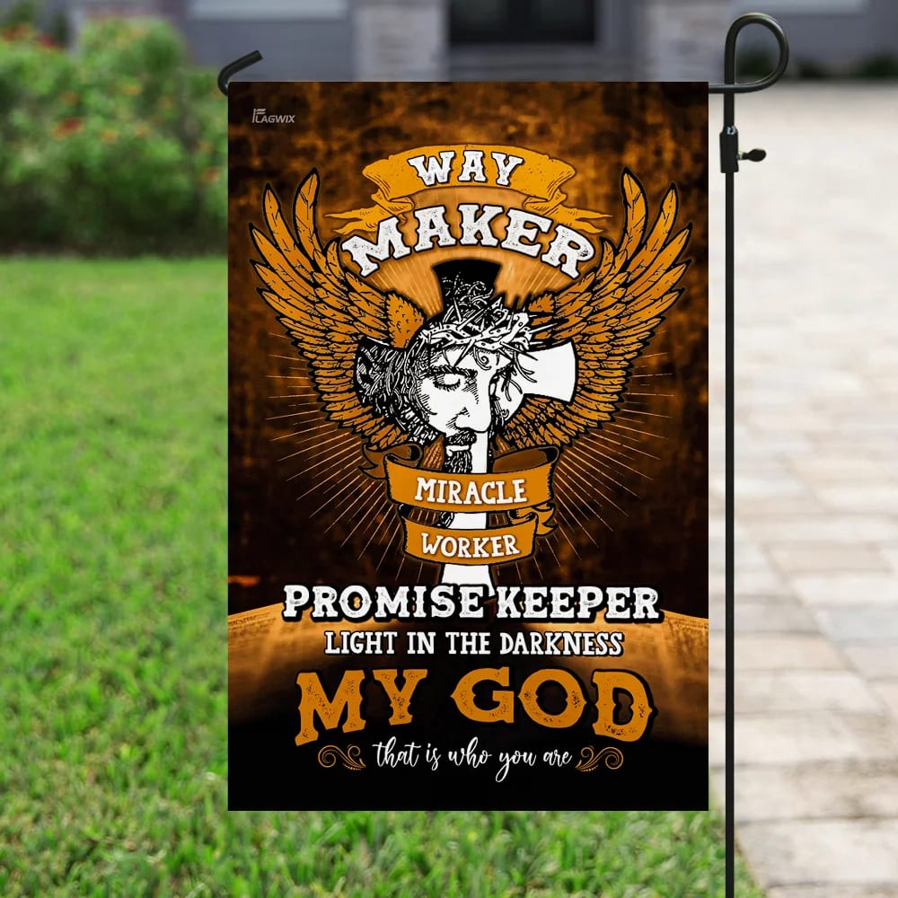 Jesus Christ Way Maker Miracle Worker Flag - Outdoor Christian House Flag - Christian Garden Flags