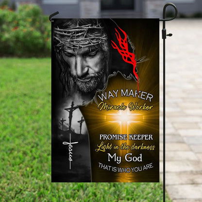 Jesus Christ Way Maker Miracle Worker Promise Keeper House Flags - Christian Garden Flags - Outdoor Christian Flag
