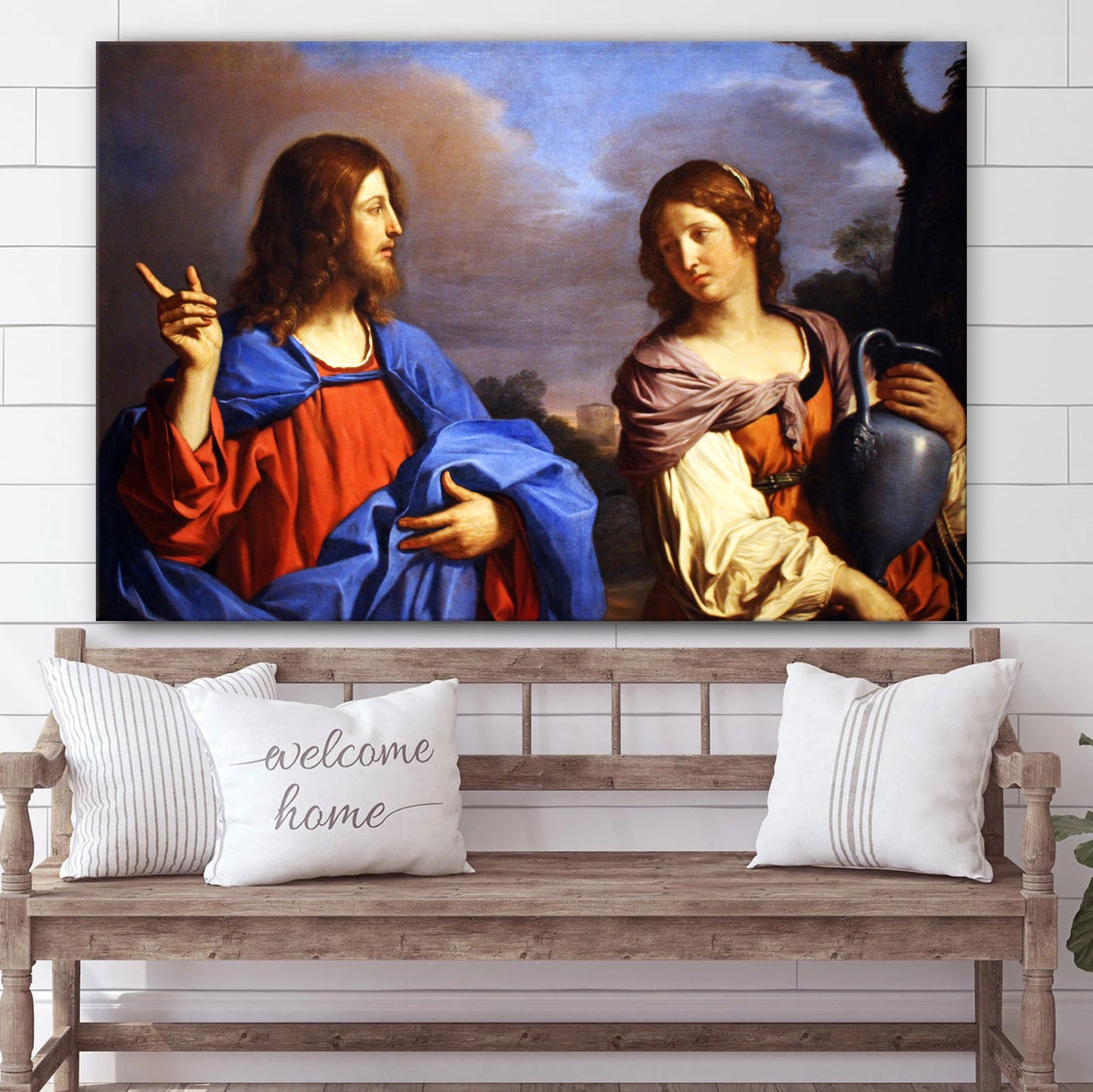 Jesus Christ With A Samarian Woman Canvas Pictures - Jesus Christ Canvas Art - Christian Wall Canvas