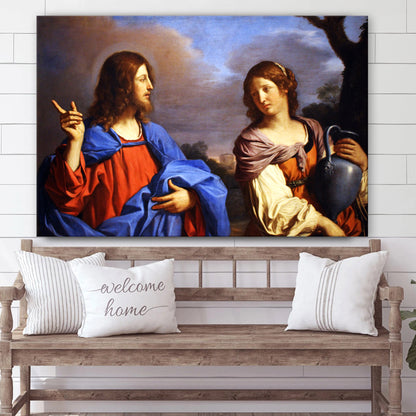 Jesus Christ With A Samarian Woman Canvas Pictures - Jesus Christ Canvas Art - Christian Wall Canvas