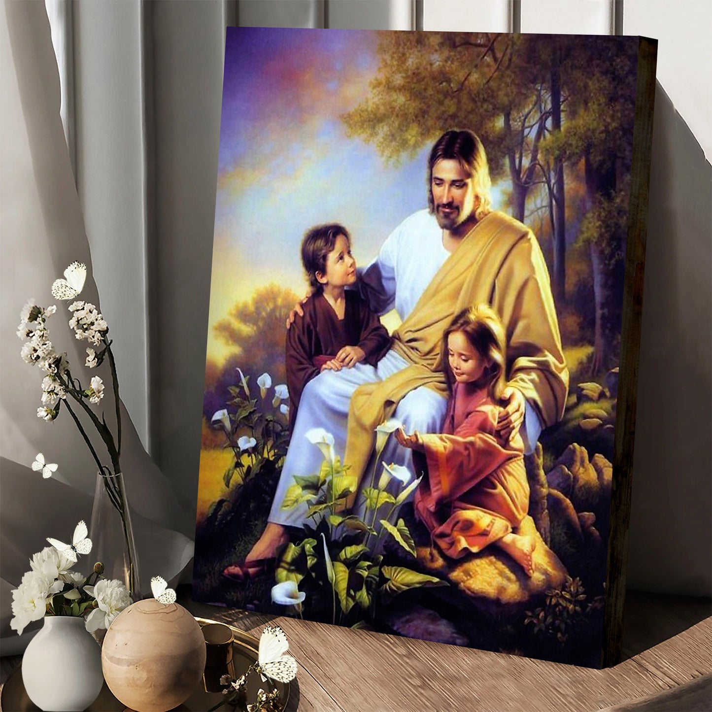 Jesus Christ With Children Canvas Wall Art - Jesus Christ Canvas - Christian Wall Art