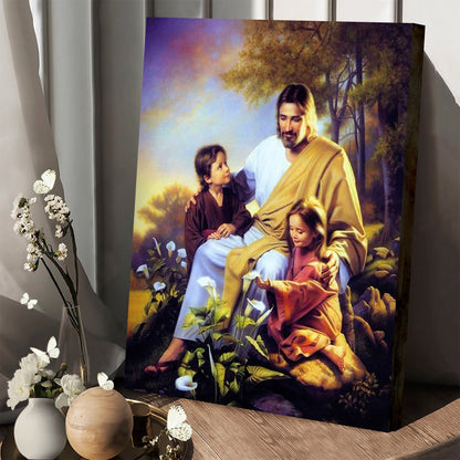 Jesus Christ With Children Canvas Wall Art - Jesus Christ Canvas - Christian Wall Art