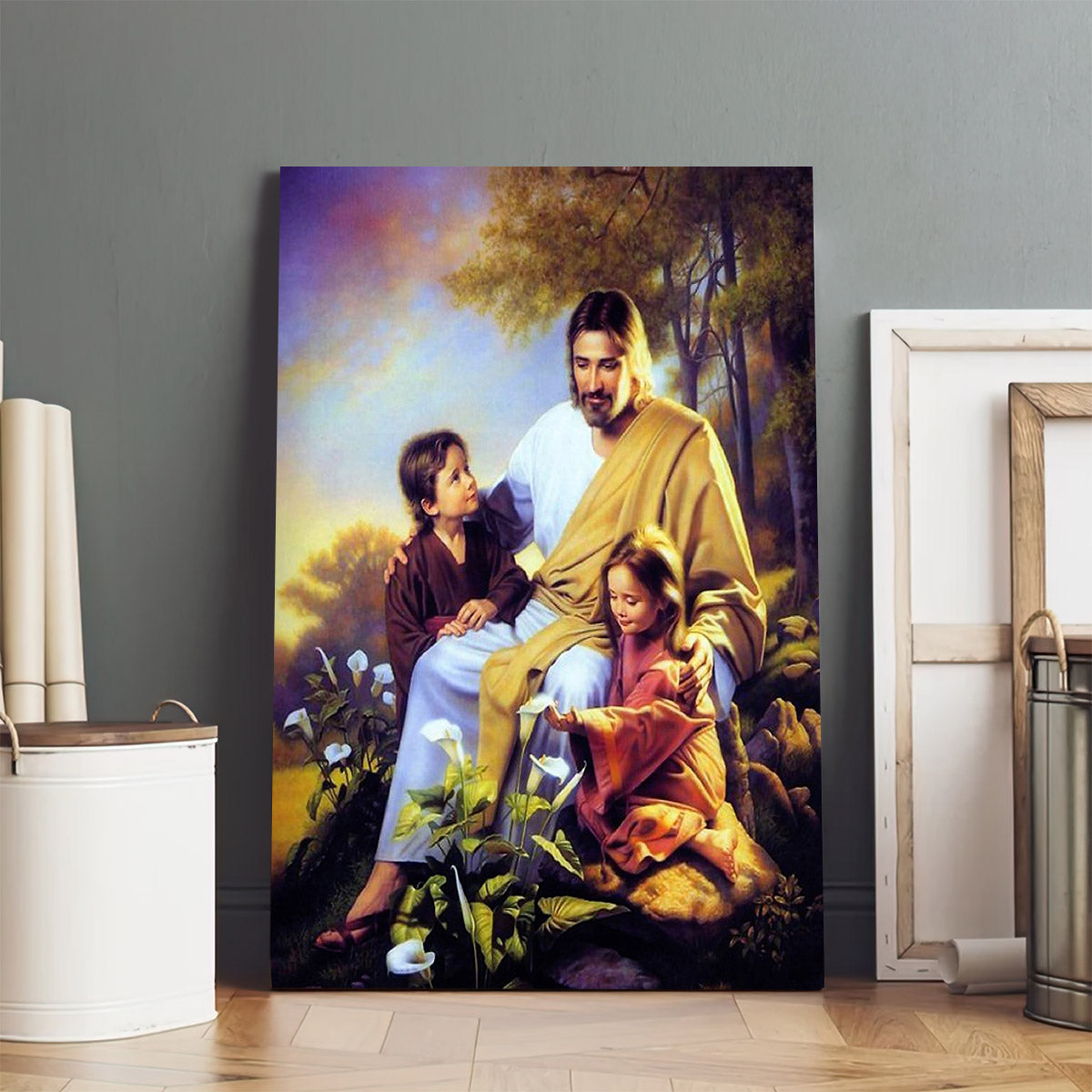 Jesus Christ With Children Canvas Wall Art - Jesus Christ Canvas - Christian Wall Art