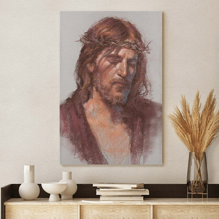 Jesus Christ With Crown Of Thorns Canvas Prints - Jesus Christ Art - Christian Canvas Wall Decor