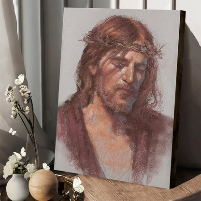 Jesus Christ With Crown Of Thorns Canvas Prints - Jesus Christ Art - Christian Canvas Wall Decor