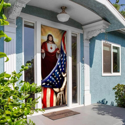 Jesus Christian American Door Cover - Religious Door Decorations - Christian Home Decor