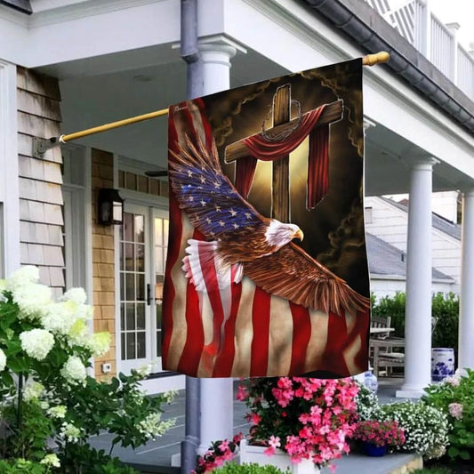 Jesus Christian American Eagle Flag - Outdoor Christian House Flag - Christian Garden Flags