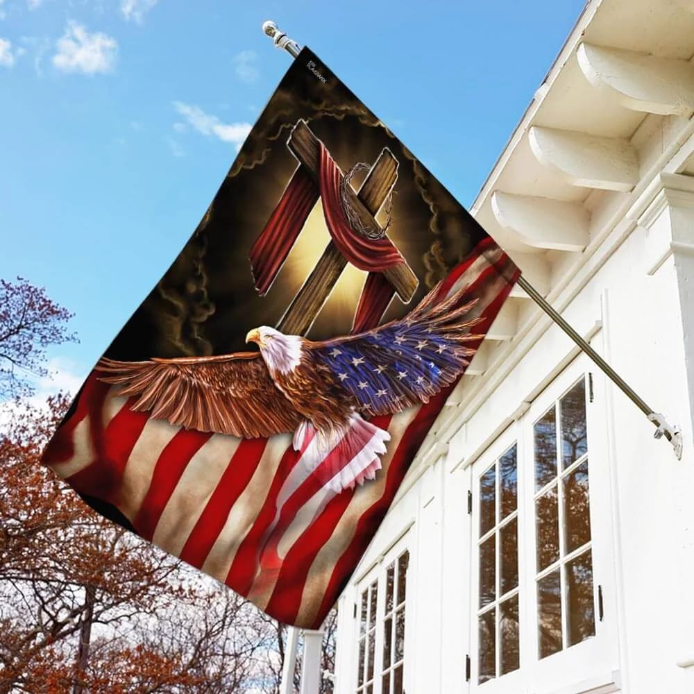 Jesus Christian American Eagle Flag - Outdoor Christian House Flag - Christian Garden Flags
