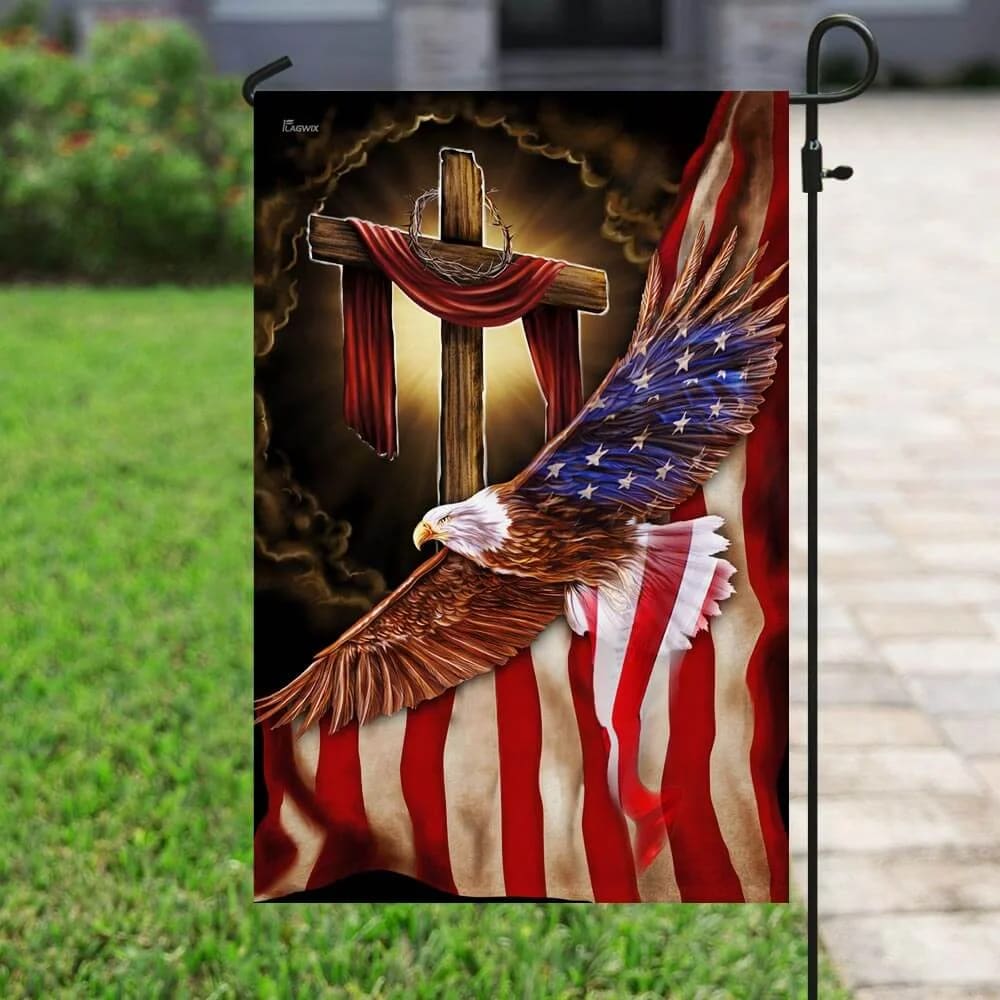 Jesus Christian American Eagle Flag - Outdoor Christian House Flag - Christian Garden Flags