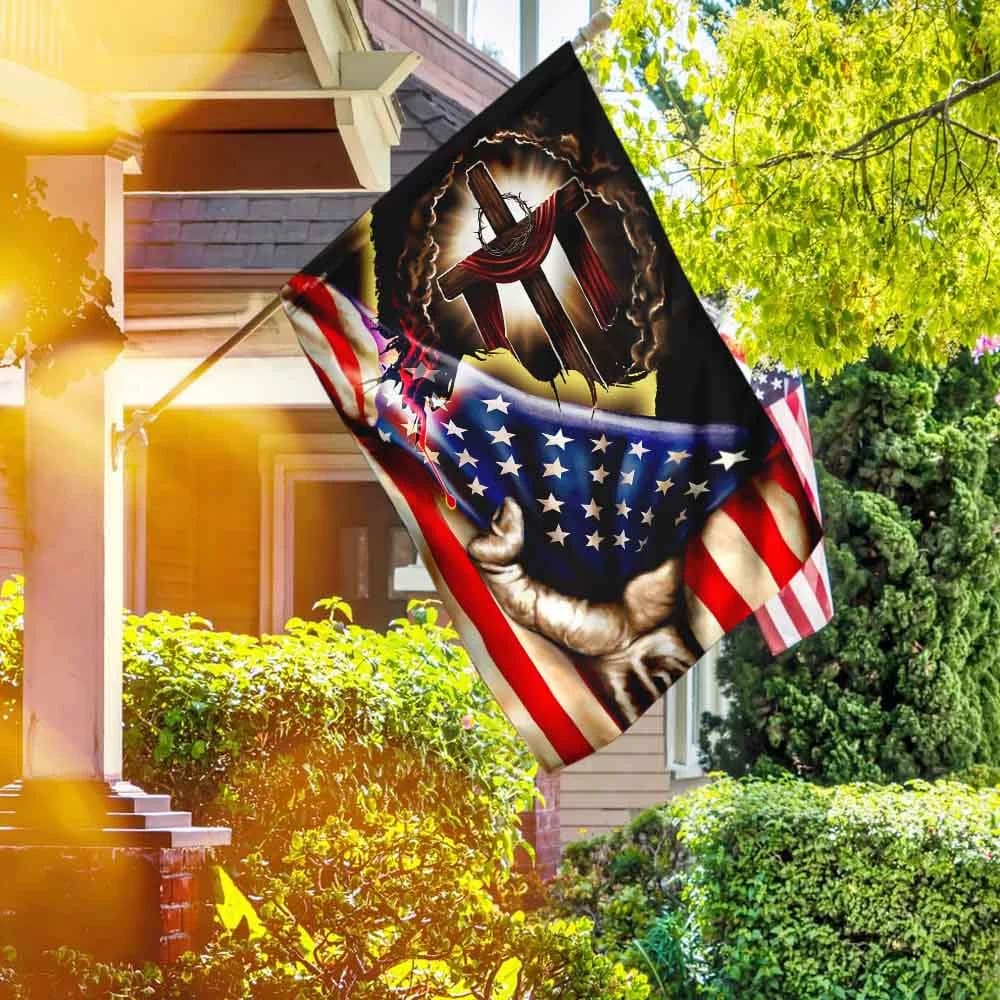 Jesus Christian American House Flags - Christian Garden Flags - Outdoor Christian Flag