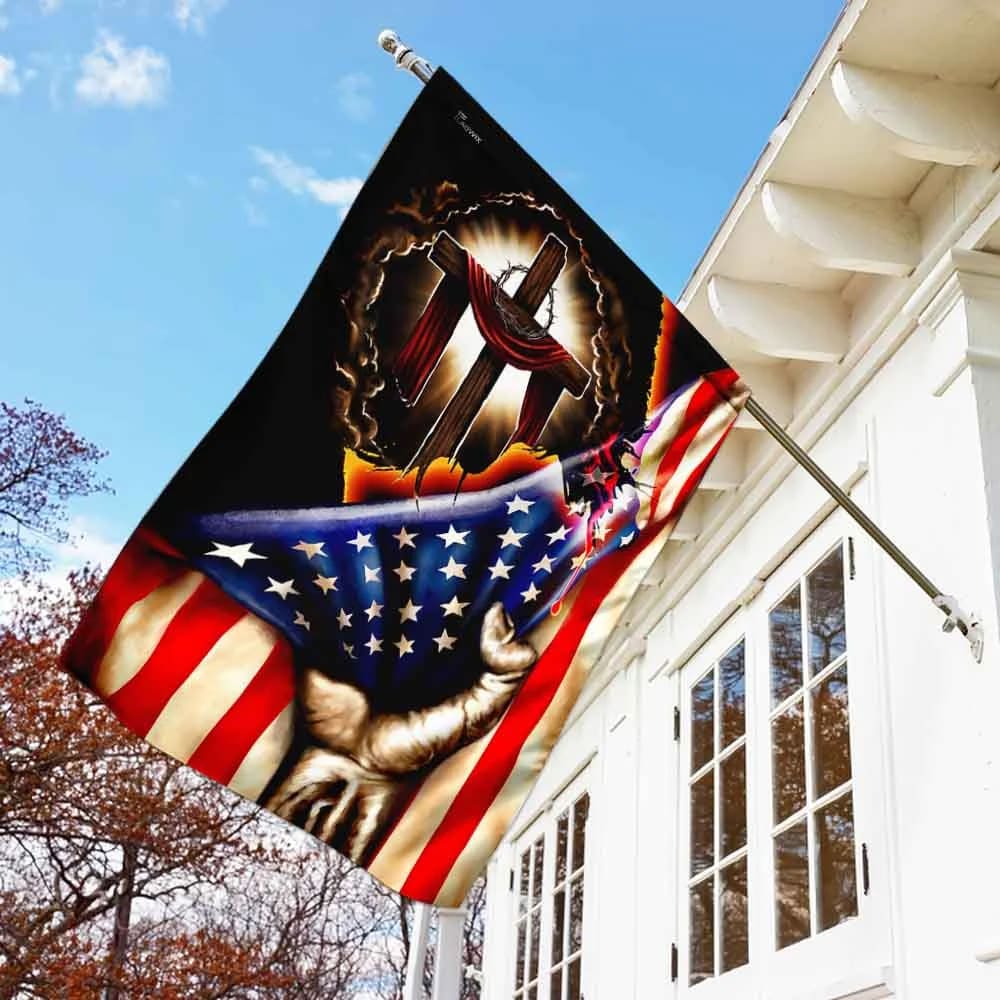 Jesus Christian American House Flags - Christian Garden Flags - Outdoor Christian Flag