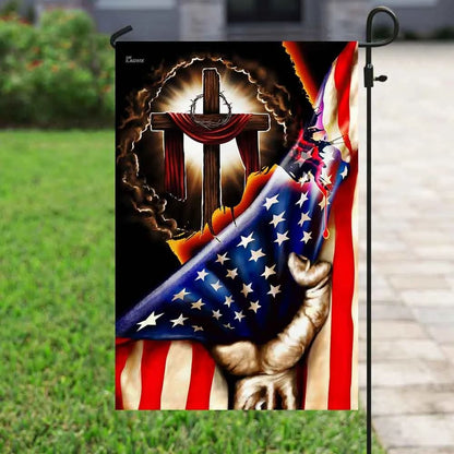 Jesus Christian American House Flags - Christian Garden Flags - Outdoor Christian Flag