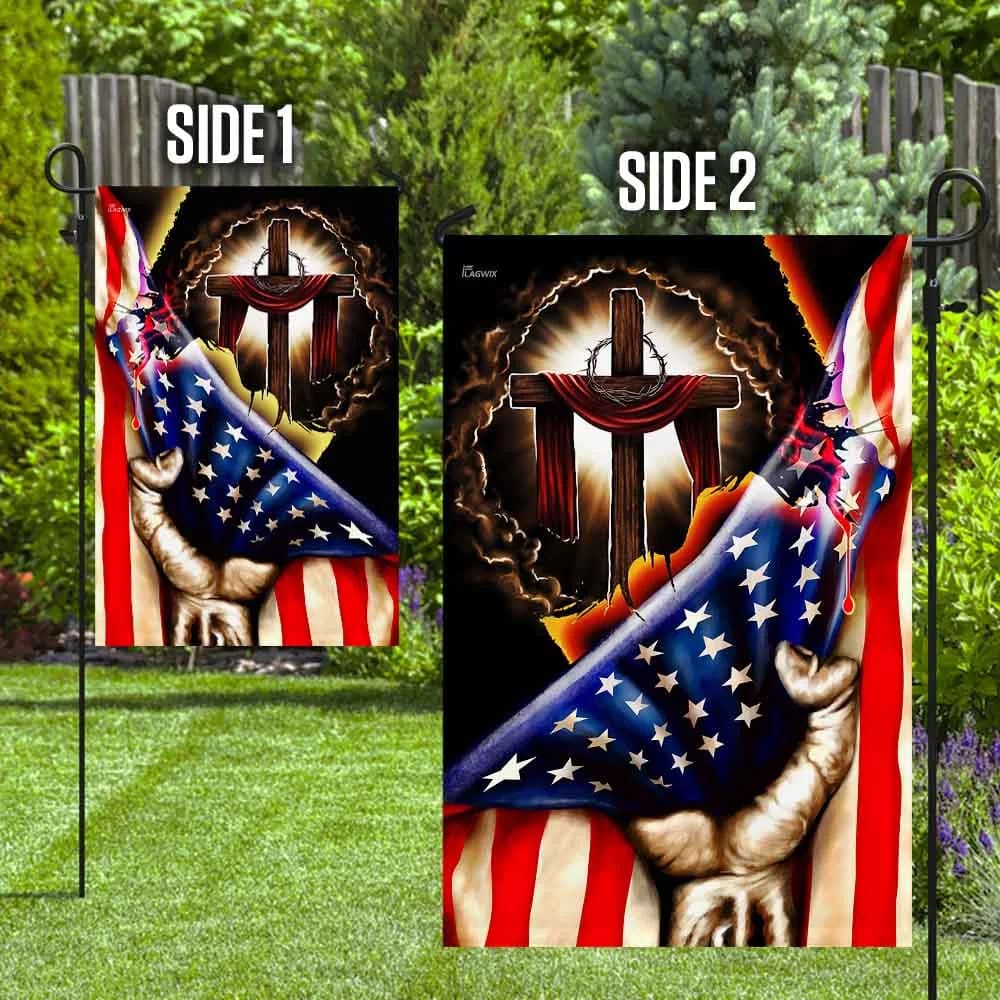 Jesus Christian American House Flags - Christian Garden Flags - Outdoor Christian Flag