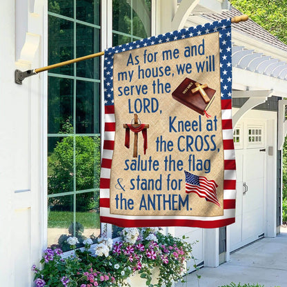 Jesus Christian Cross American Flag - As For Me And My House We Will Serve The Lord House Flags - Christian Garden Flags