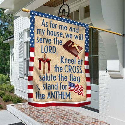 Jesus Christian Cross American Flag - As For Me And My House We Will Serve The Lord House Flags - Christian Garden Flags