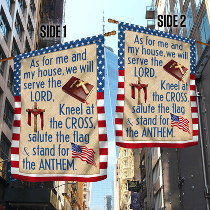 Jesus Christian Cross American Flag - As For Me And My House We Will Serve The Lord House Flags - Christian Garden Flags