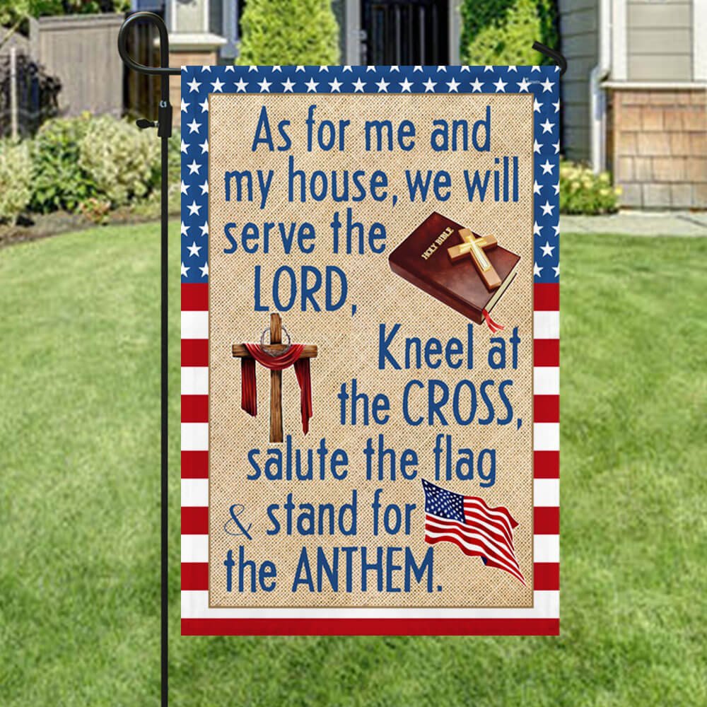 Jesus Christian Cross American Flag - As For Me And My House We Will Serve The Lord House Flags - Christian Garden Flags