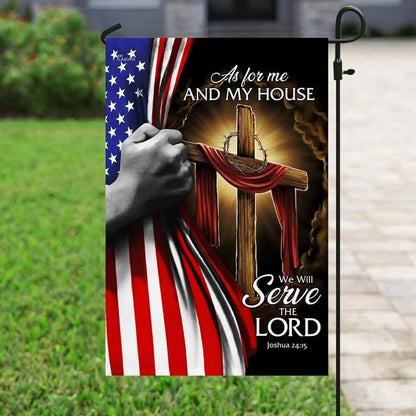 Jesus Christian House Flags We Will Serve The Lord - Christian Garden Flags - Outdoor Christian Flag