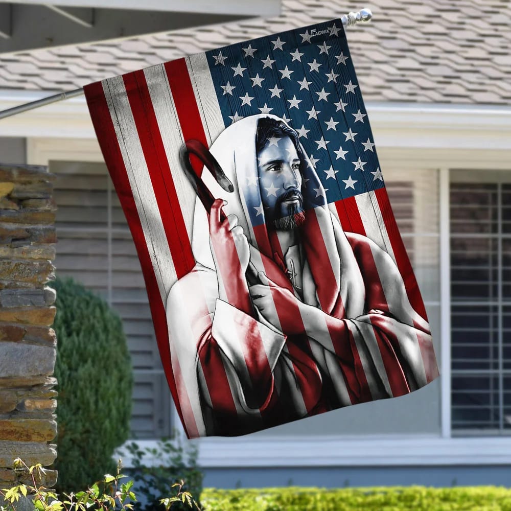 Jesus Christian U S House Flags - Christian Garden Flags - Outdoor Christian Flag