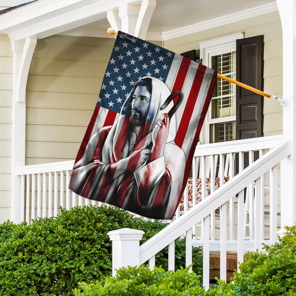 Jesus Christian U S House Flags - Christian Garden Flags - Outdoor Christian Flag