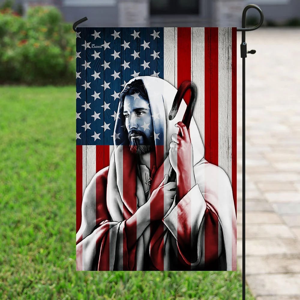 Jesus Christian U S House Flags - Christian Garden Flags - Outdoor Christian Flag