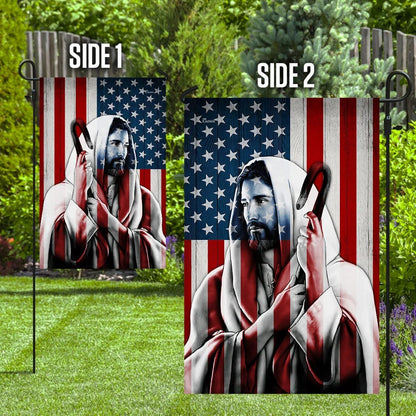 Jesus Christian U S House Flags - Christian Garden Flags - Outdoor Christian Flag