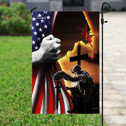 Jesus Christian Veteran American House Flag - Christian Garden Flags - Christian Flag - Religious Flags