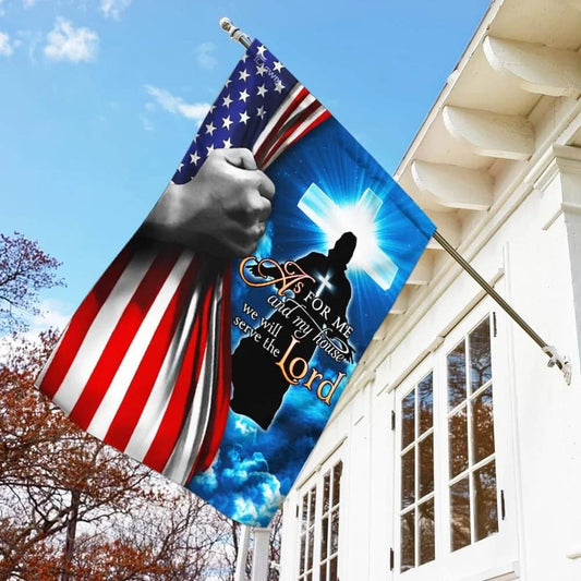 Jesus Christian We Will Serve The Lord House Flags - Christian Garden Flags - Outdoor Christian Flag