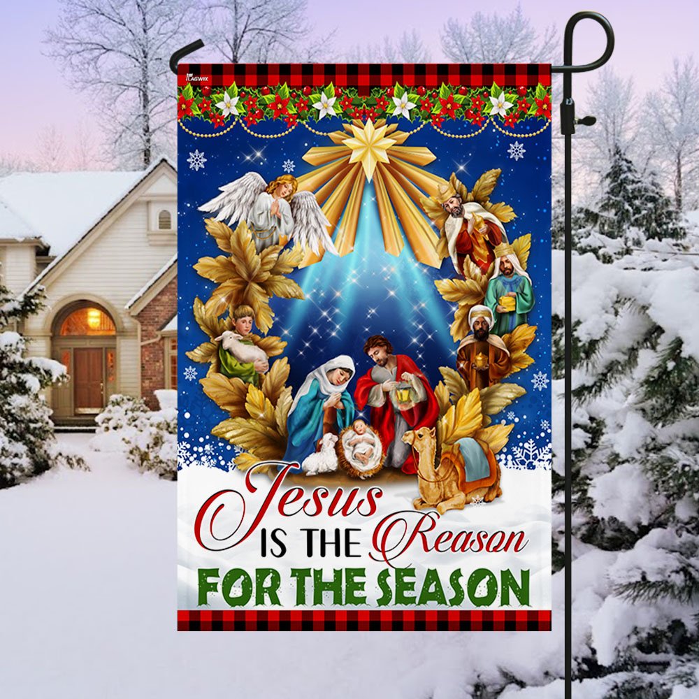 Jesus Christmas Flag Jesus Is The Reason For The Season Holy Night Nativity of Jesus Flag - Religious Christmas House Flags