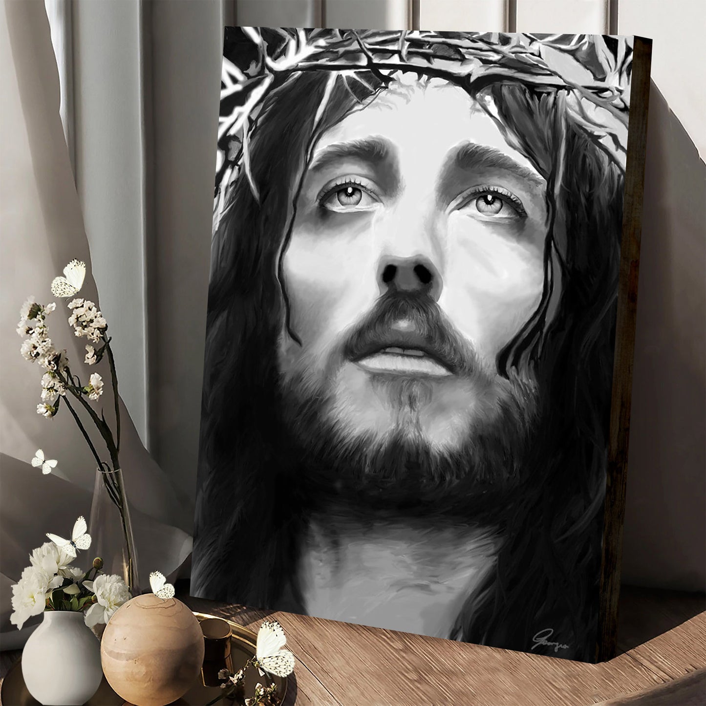 Jesus Christus Portrait Canvas Picture - Jesus Christ Canvas Art - Christian Wall Canvas