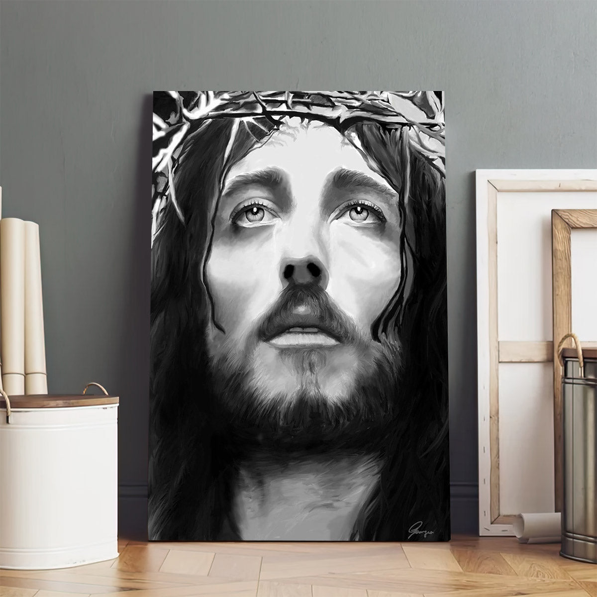 Jesus Christus Portrait Canvas Picture - Jesus Christ Canvas Art - Christian Wall Canvas