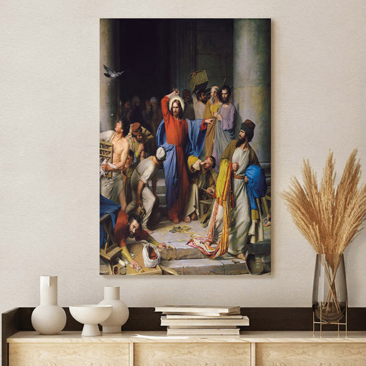 Jesus Cleansing The Temple Canvas Pictures - Religious Wall Art Canvas - Christian Paintings For Home