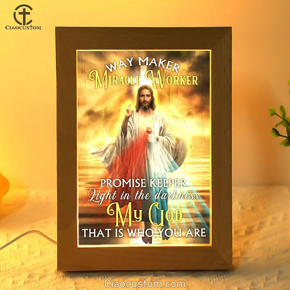 Jesus Colorful Halo Sunset Way Maker Miracle Worker Frame Lamp