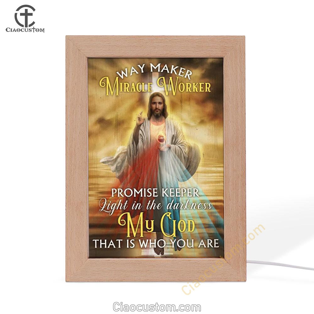 Jesus Colorful Halo Sunset Way Maker Miracle Worker Frame Lamp