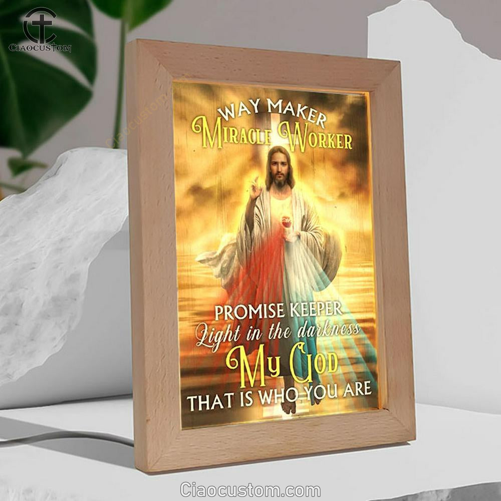 Jesus Colorful Halo Sunset Way Maker Miracle Worker Frame Lamp