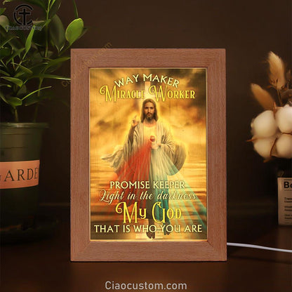 Jesus Colorful Halo Sunset Way Maker Miracle Worker Frame Lamp