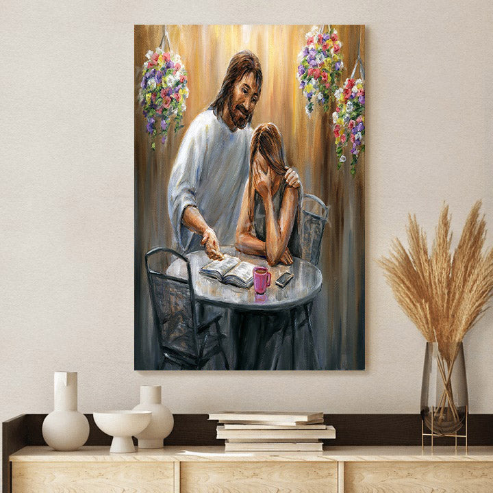 Jesus Comforts The Mourning Giclee On Paper Or Canvas - Canvas Pictures - Jesus Canvas Art - Christian Wall Art