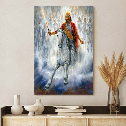 Jesus Coming Back On A White Horse Giclee Christian - Jesus Canvas Art - Christian Wall Art