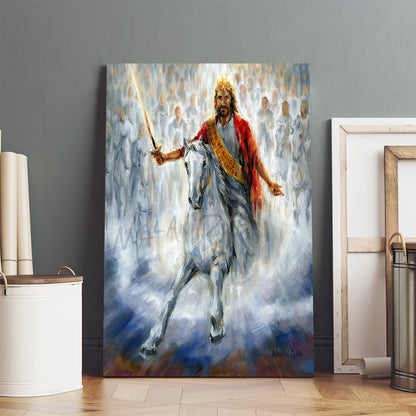 Jesus Coming Back On A White Horse Giclee Christian - Jesus Canvas Art - Christian Wall Art